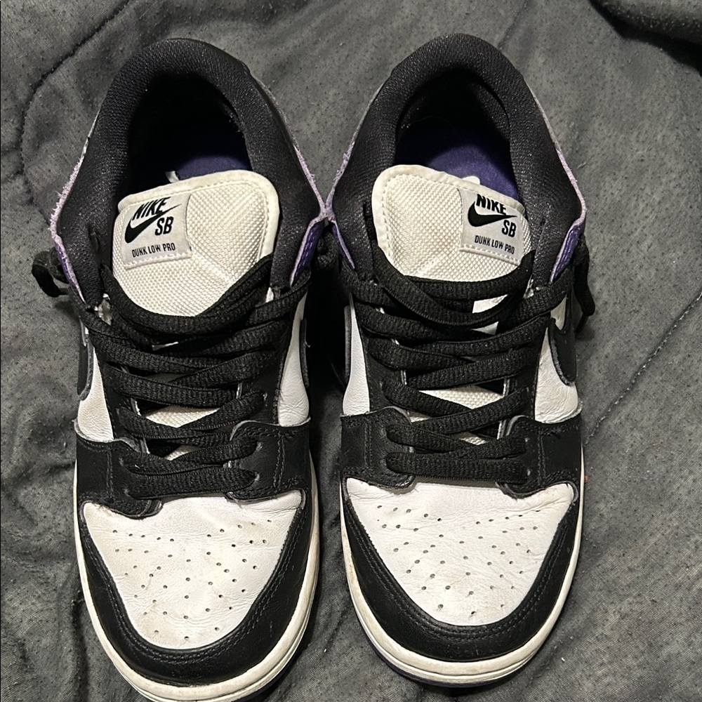 Nike SB Dunk Low Pro Black White with Purple Accents